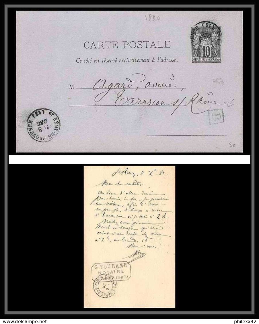 Lettre-112859 Bouches Du Rhone Entier Postal Type Sage 10c Noir Saint-Rémy-de-Provence Pour Tarascon Boite Urbaine B  - Postales Tipos Y (antes De 1995)