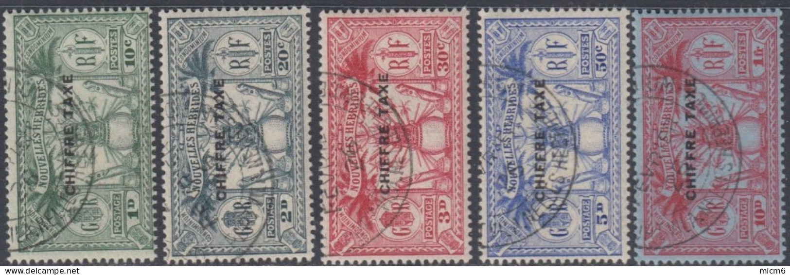 Nouvelles Hébrides - Timbres-taxe N° 01 à 5 Oblitérés. Avec Gomme. - Segnatasse