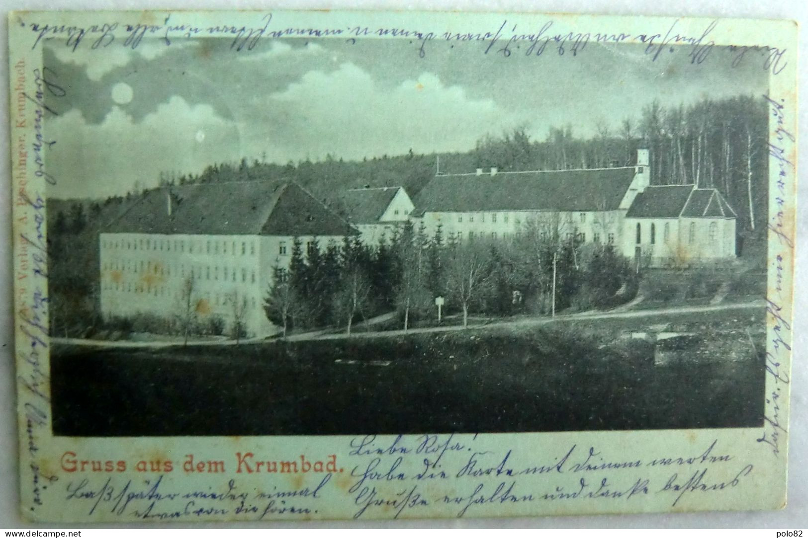 Alte Mondschein-Ansichtskarte - Gruss Aus Dem Krumbad, Krumbach 1899 - Krumbach
