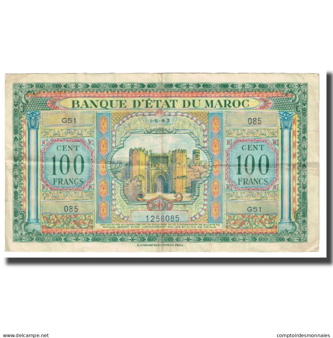 Billet, Maroc, 100 Francs, 1943, 1943-05-01, KM:27A, TTB - Maroc