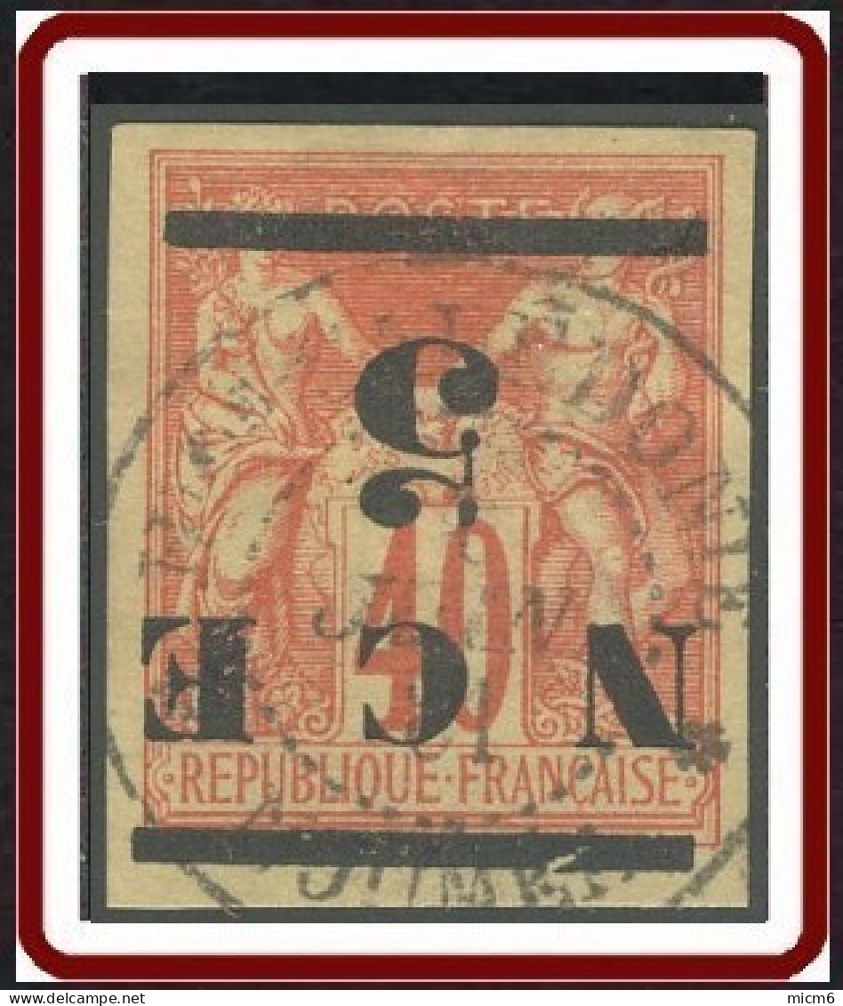 Nouvelle Calédonie 1859-1892 - N° 06a (YT) N° 7d (AM) Oblitéré. Surcharge Renversée. - Oblitérés