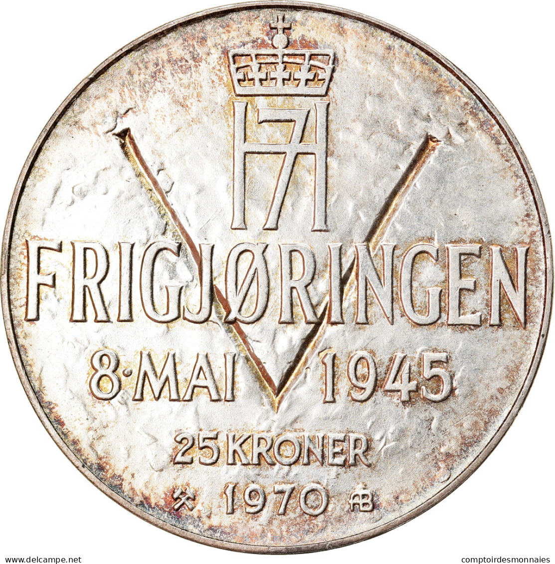 Monnaie, Norvège, Olav V, 25 Kroner, 1970, SUP+, Argent, KM:414 - Norvège