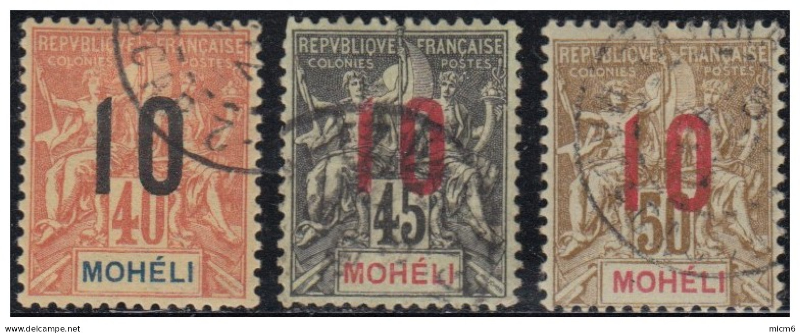 Mohéli - N° 20 à 22 (YT) N° 20 à 22 (AM) Oblitérés. - Used Stamps