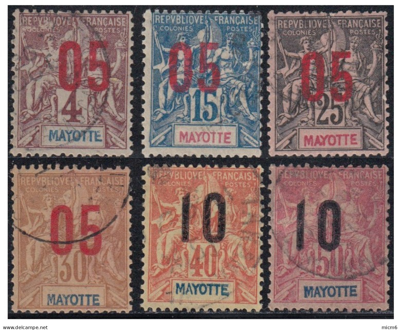 Mayotte - N° 22, 23, 25 à 27 & 29 (YT) N° 22, 23, 25 à 27 & 29 (AM) Oblitérés. - Used Stamps