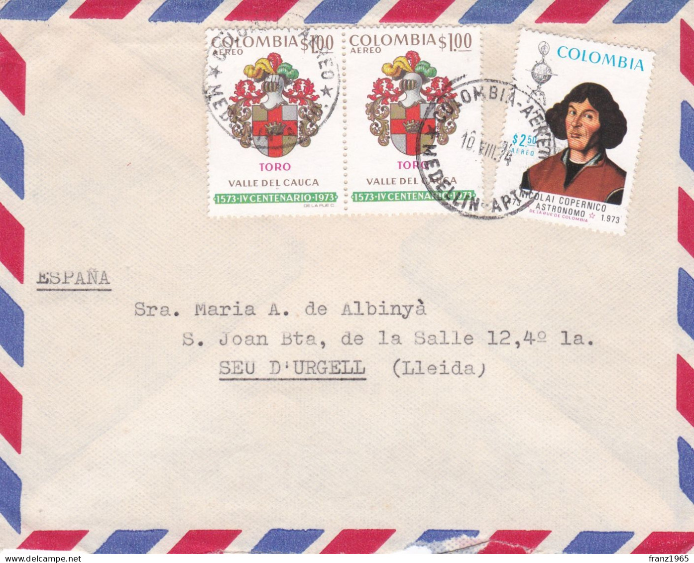 From Colombia To Spain - 1974 (Nicolaus Copernicus) - Colombia