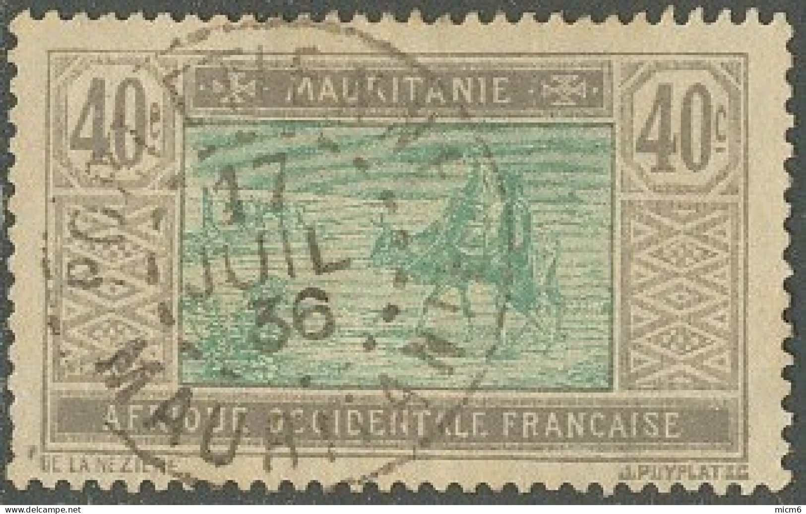 Mauritanie 1913-1944 - Port-Etienne Sur N° 27 (YT) N° 26 (AM). Oblitération De 1936. - Autres & Non Classés