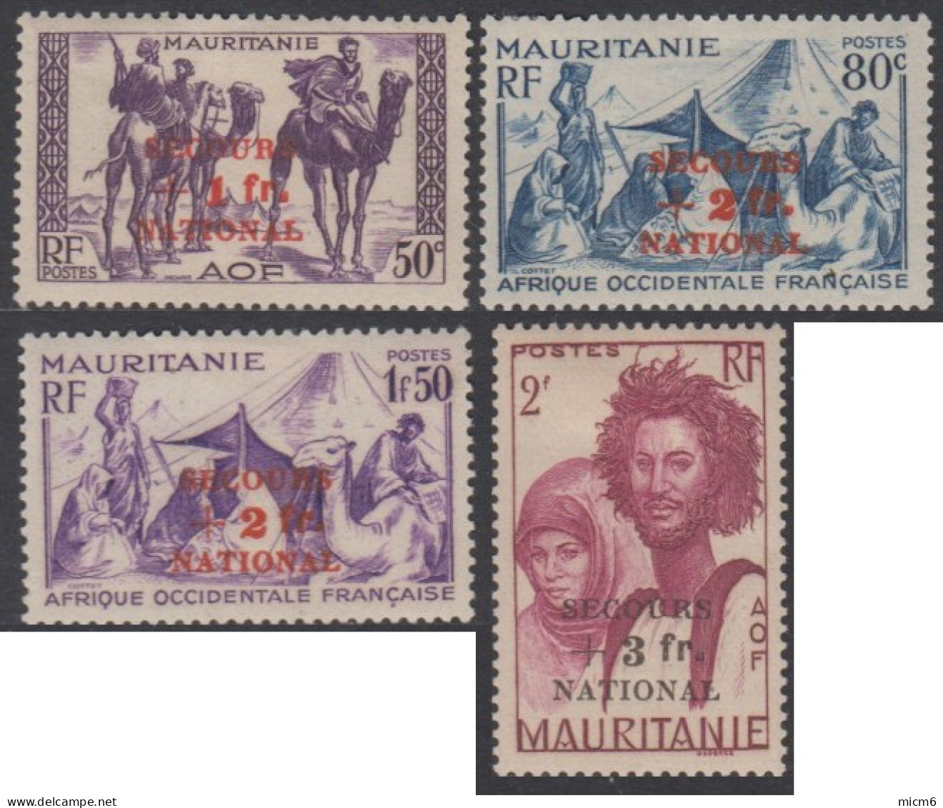 Mauritanie 1913-1944 - N° 120 à 122 (YT) N° 124 à 127 (AM) Neufs *. - Neufs