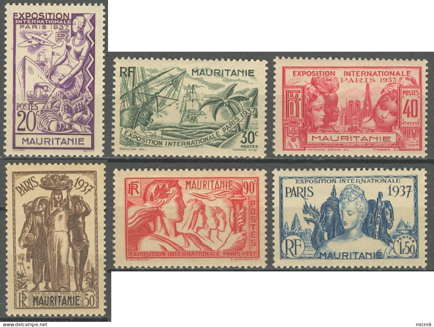 Mauritanie 1913-1944 - N° 66 à 71 (YT) N° 68 à 73 (AM) Neufs **. - Unused Stamps