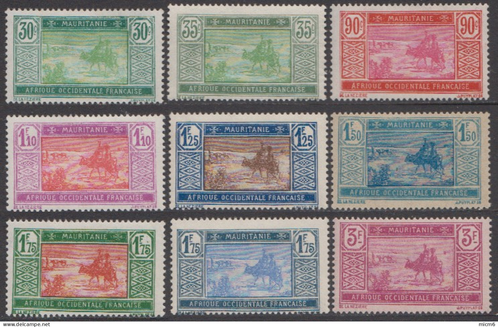 Mauritanie 1913-1944 - N° 57 à 61 (YT) N° 57 à 61, 66 & 67, 74 & 55 (AM) Neufs *. - Ungebraucht