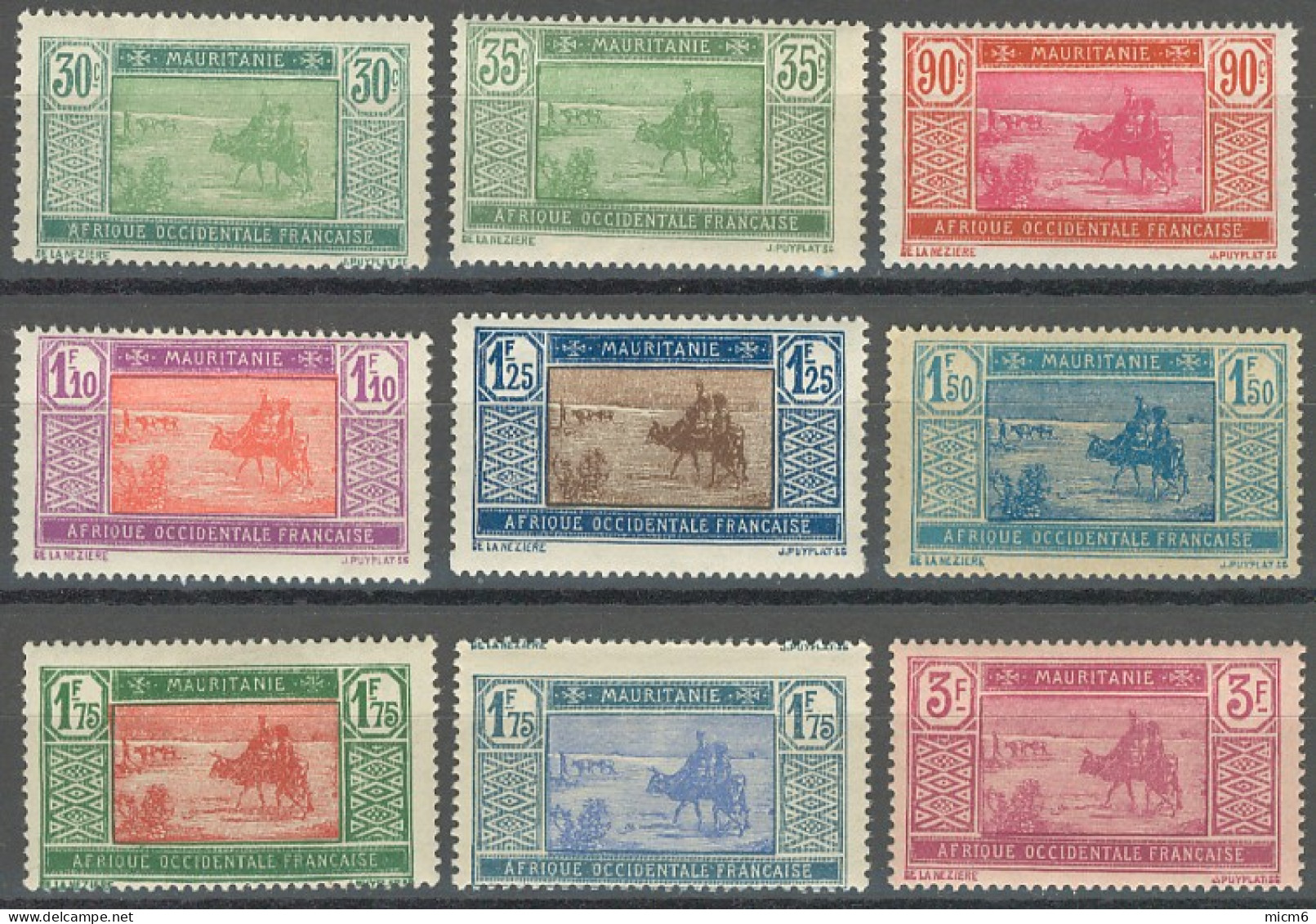 Mauritanie 1913-1944 - N° 57 à 61 (YT) N° 57 à 61, 66 & 67, 74 & 55 (AM) Neufs * Ou **. - Ungebraucht