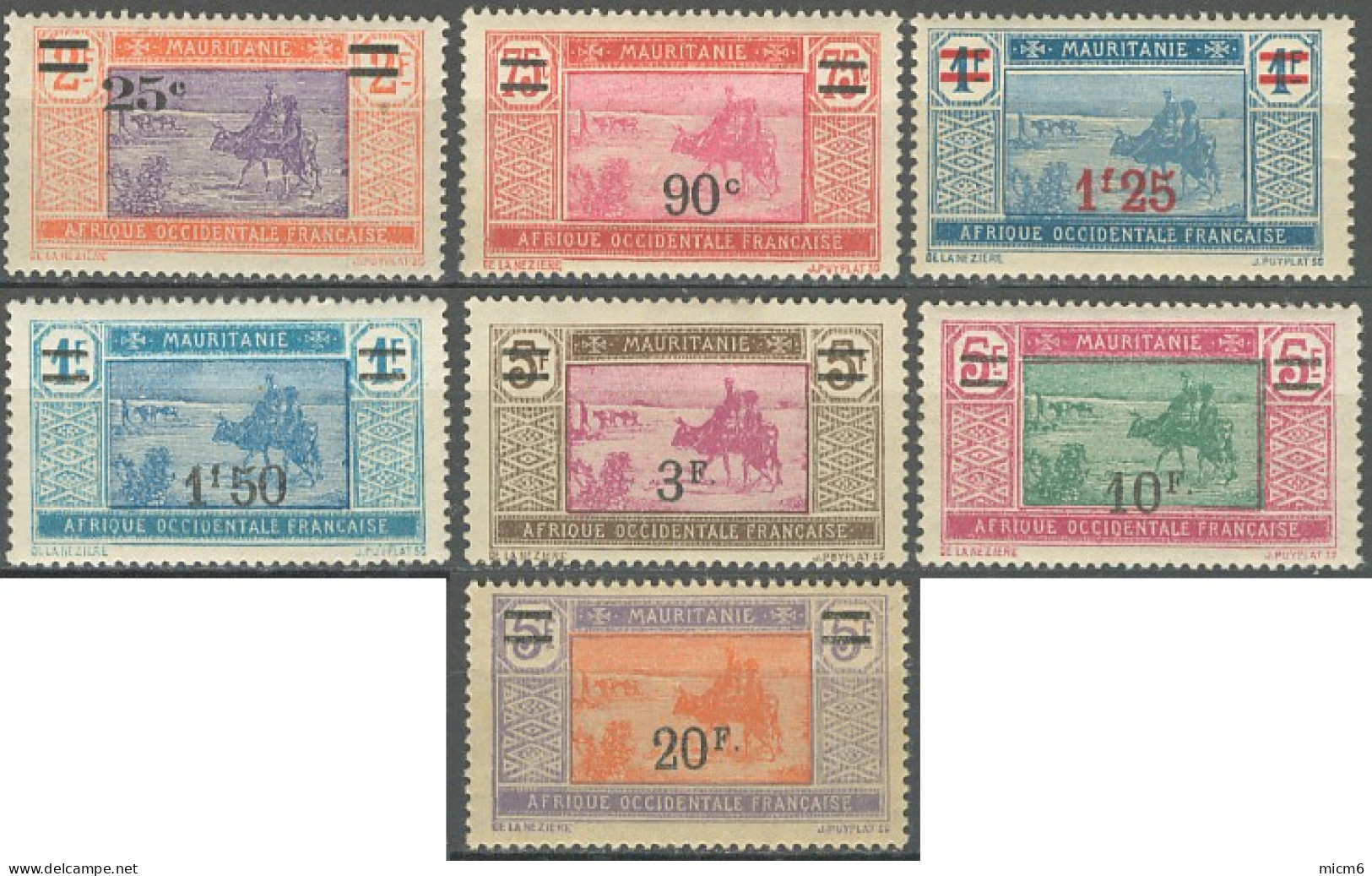 Mauritanie 1913-1944 - N° 50 à 56 (YT) N° 41 & 45 à 50 (AM) Neufs **. N° 54 Neuf *. - Neufs