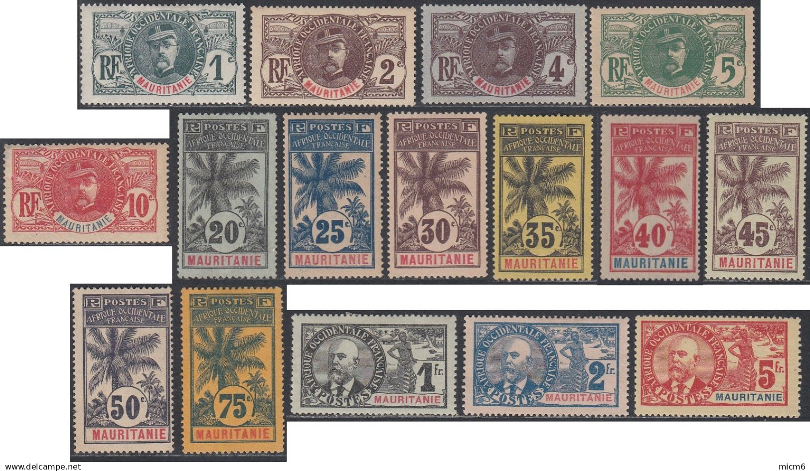 Mauritanie 1906-1912 - N° 01 à 16 (YT) N° 1 à 16 (AM) Neufs *. - Unused Stamps