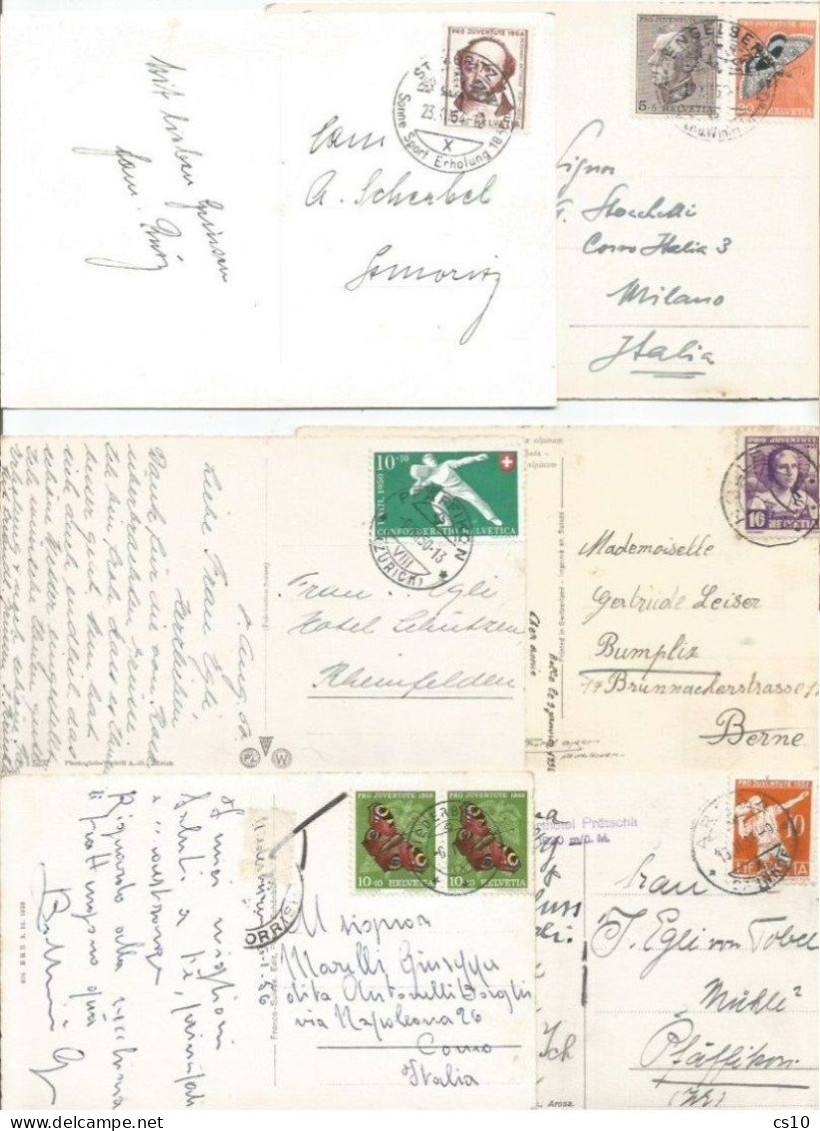 Suisse Small Lot #6 Pcard Used With Pro Patria Juventute Etc 40's To 60's - See Scan - Briefe U. Dokumente