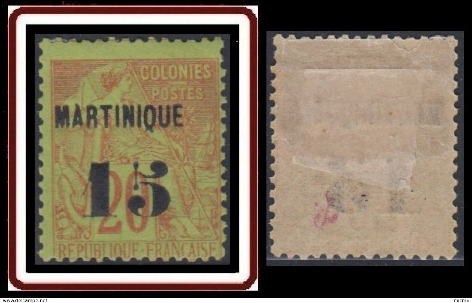 Martinique 1886-1892 - N° 05 (YT) N° 4 (AM) Neuf *. Charnière. - Unused Stamps