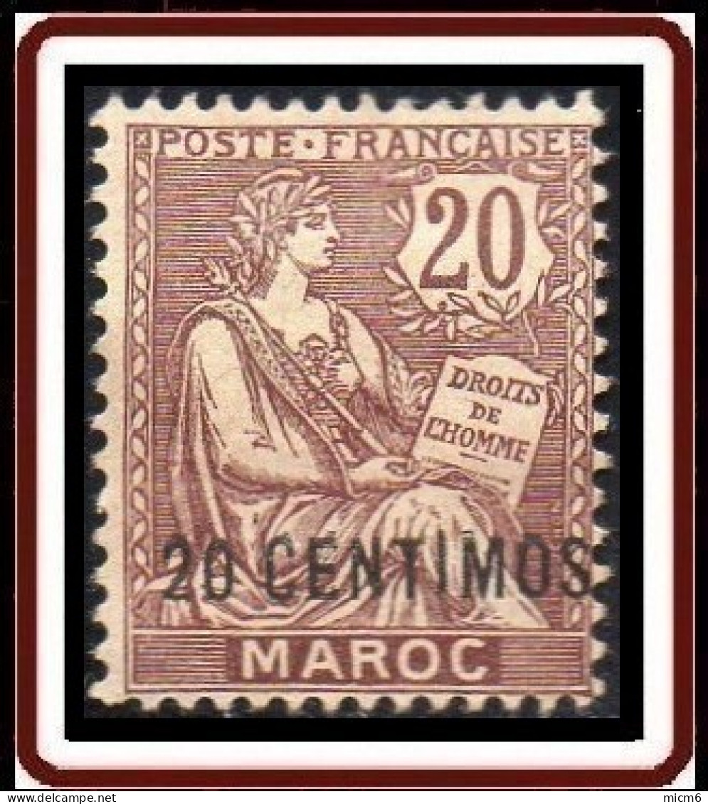 Maroc Bureaux Français 1902-1910 - N° 13 (YT) N° 16 (AM) Neuf *. Charnière épaisse. - Unused Stamps