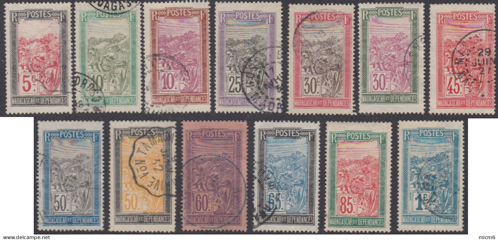 Madagascar 1908-1939 - N° 131 à 143 (YT) N° 139 à 143 & 156 à 161 (AM) Oblitérés. - Used Stamps