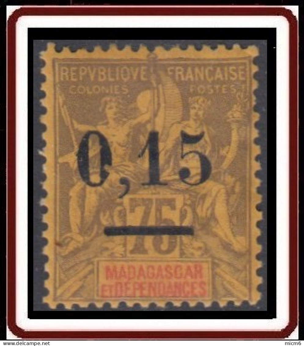 Madagascar 1889-1906 - N° 54 (YT) N° 54 (AM) Type I Neuf *. Chiffre 0 Encoché. - Unused Stamps