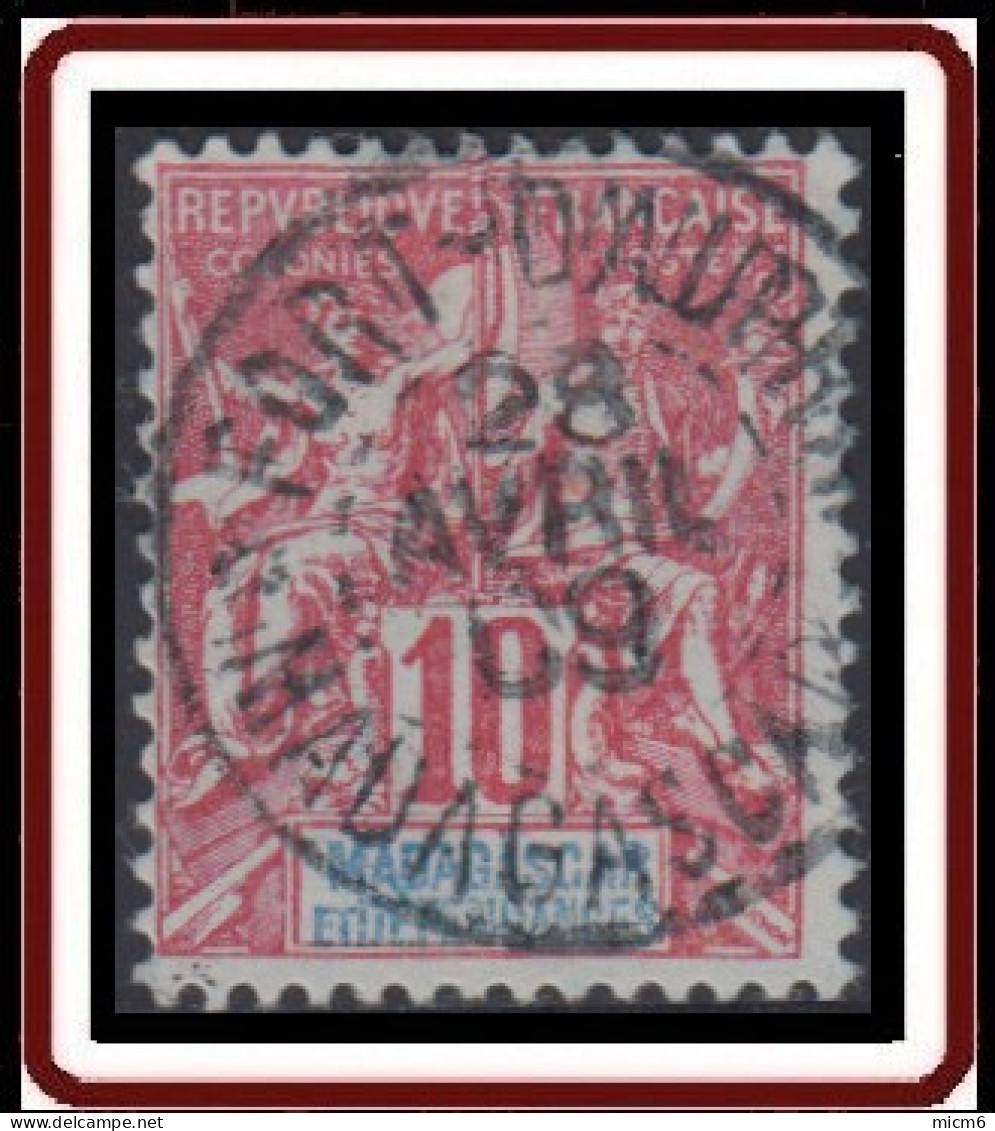 Madagascar 1889-1906 - Fort-Dauphin Sur N° 43 (YT) N° 44 (AM). Oblitération De 1909. - Usati