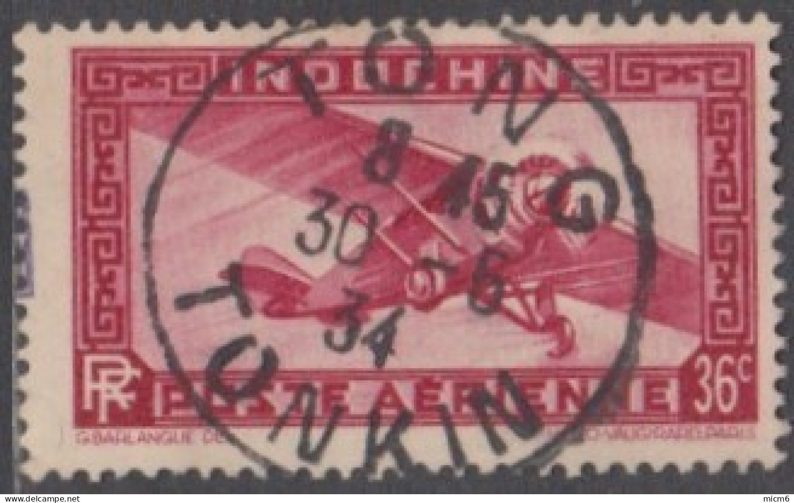 Indochine (Tonkin) 1922-1949 - Tong Sur Poste Aérienne N° 8 (YT) N° 8 (AM). Oblitération De 1934. - Otros & Sin Clasificación