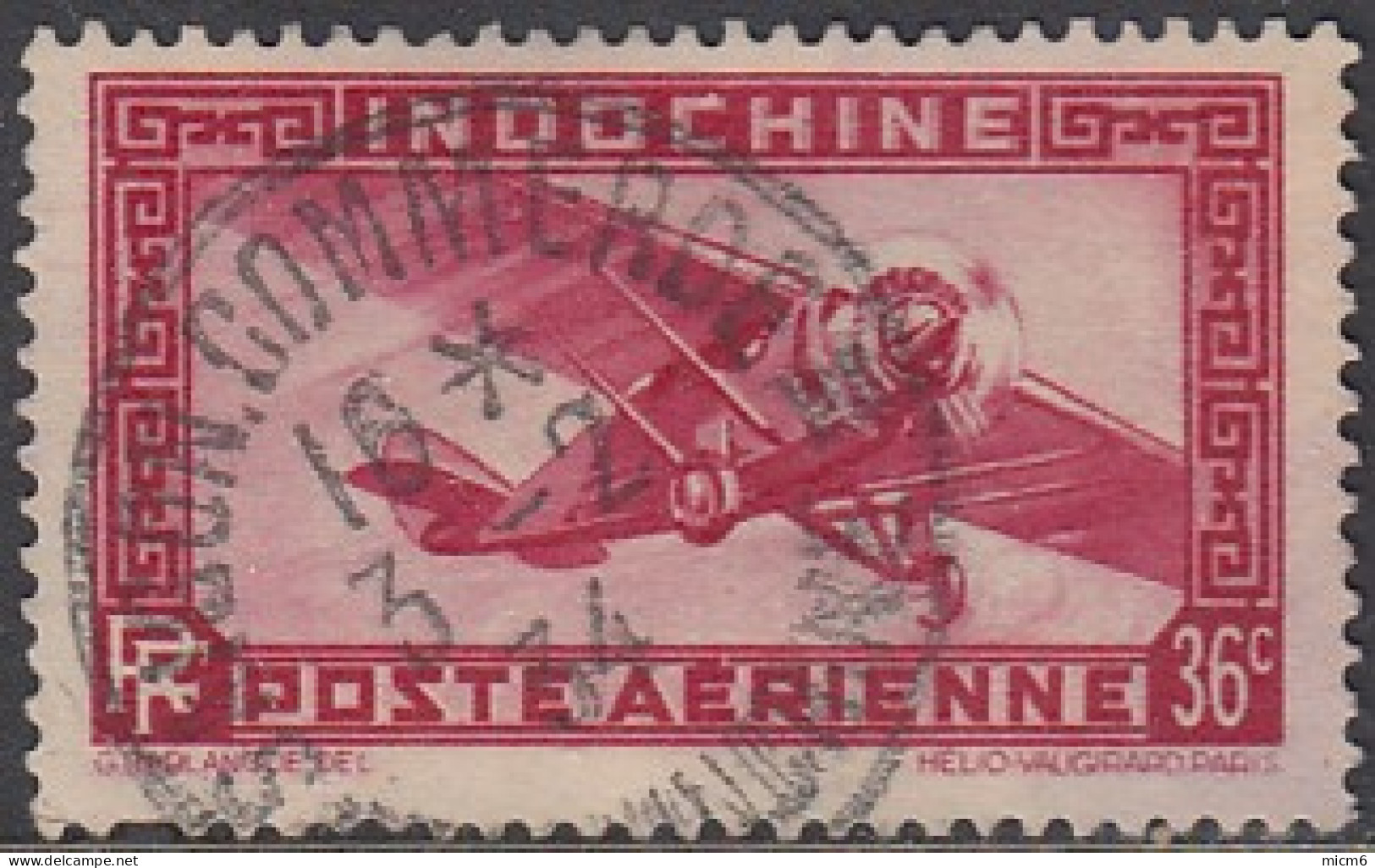 Indochine (Cochinchine) 1922-1949 - Saigon-Commerce Sur Poste Aérienne N° 8 (YT) N° 8 (AM). Oblitération De 1934. - Andere & Zonder Classificatie