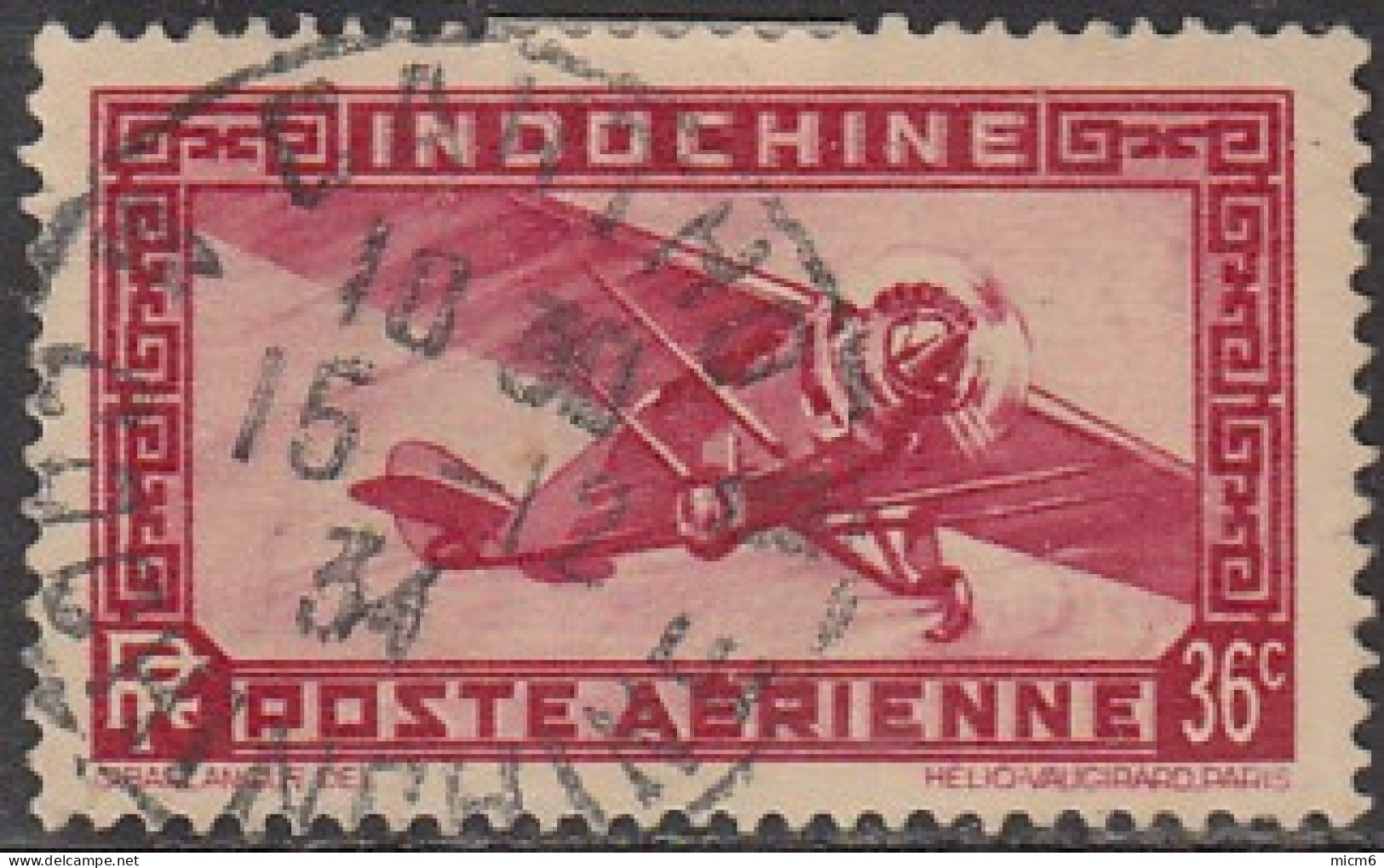 Indochine (Cochinchine) 1922-1949 - Cantho Sur Poste Aérienne N° 8 (YT) N° 8 (AM). Oblitération De 1937. - Autres & Non Classés