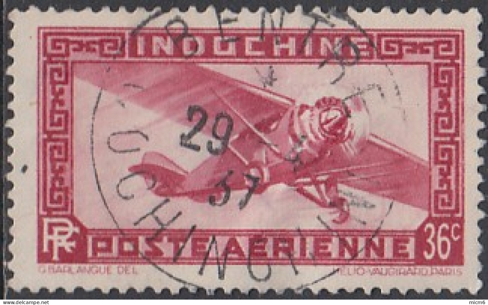 Indochine (Cochinchine) 1922-1949 - Bentre Sur Poste Aérienne N° 8 (YT) N° 8 (AM). Oblitération De 1937. - Otros & Sin Clasificación