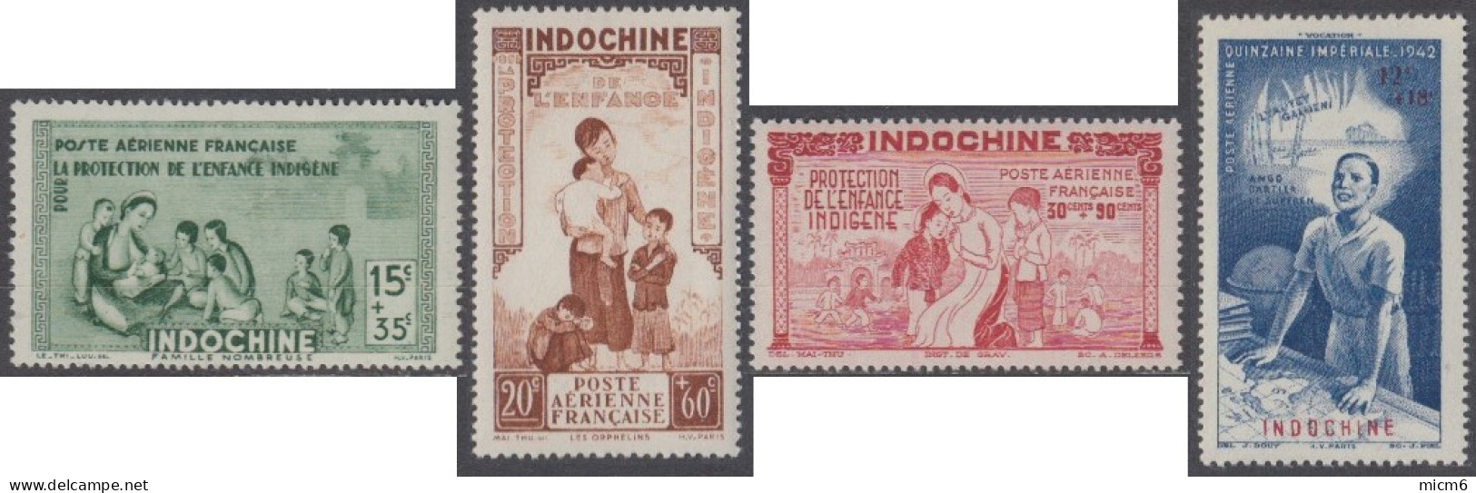 Indochine 1922-1949 - Poste Aérienne N° 20 à 23 (YT) N° 23 à 26 (AM) Neufs **. - Airmail