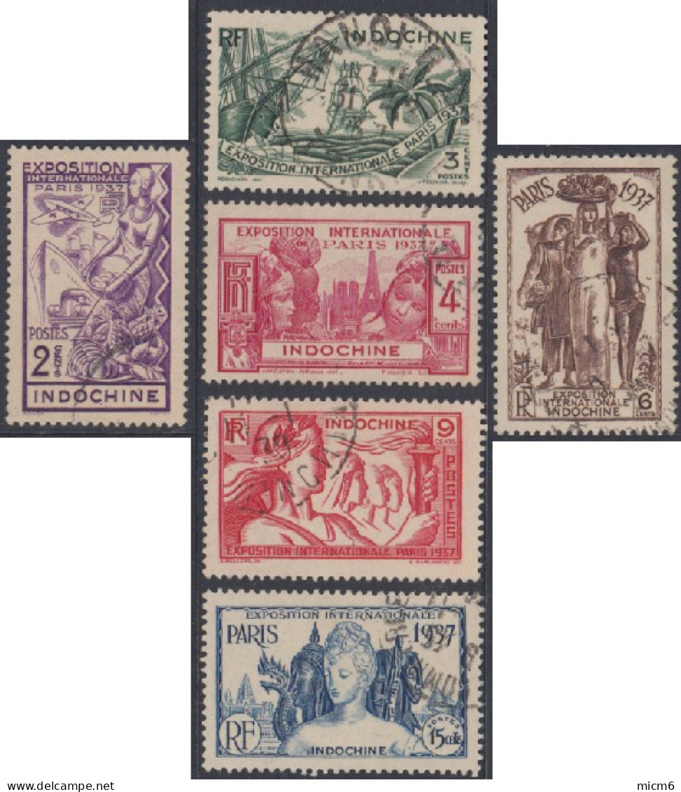 Indochine 1922-1949 - N° 193 à 198 (YT) N° 190 à 195 (AM) Oblitérés. - Used Stamps