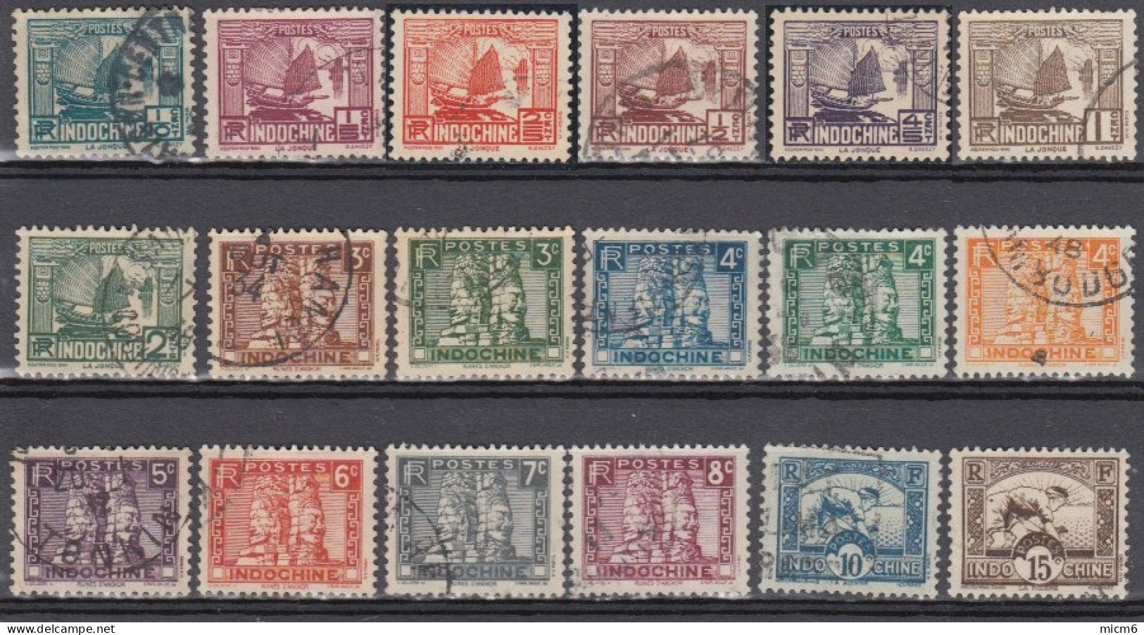 Indochine 1922-1949 - N° 150 à 170 (YT) N° 145 à 165, 166, 167, 196 à 200 & 216 (AM) Oblitérés. 29 Valeurs. - Used Stamps