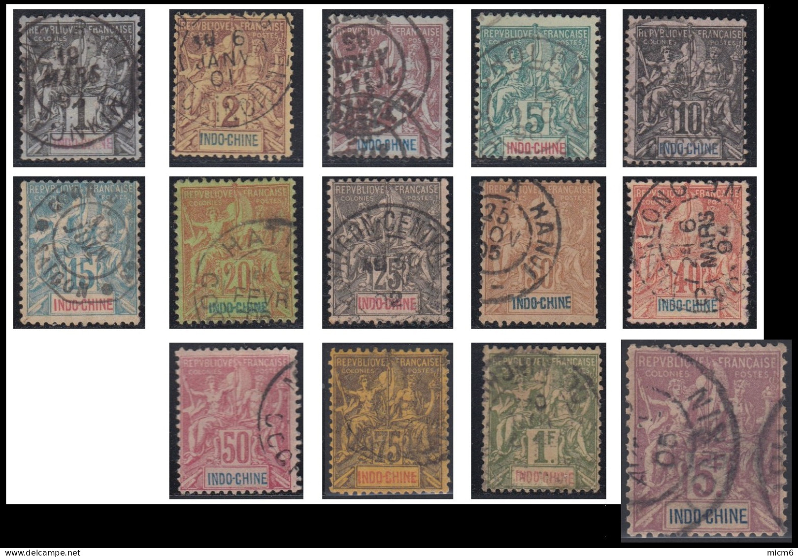 Indochine 1889-1908 - N° 03 à 16 & 17 à 23 (YT) N° 3 à 16 & 17 à 23 (AM) Oblitérés. - Used Stamps