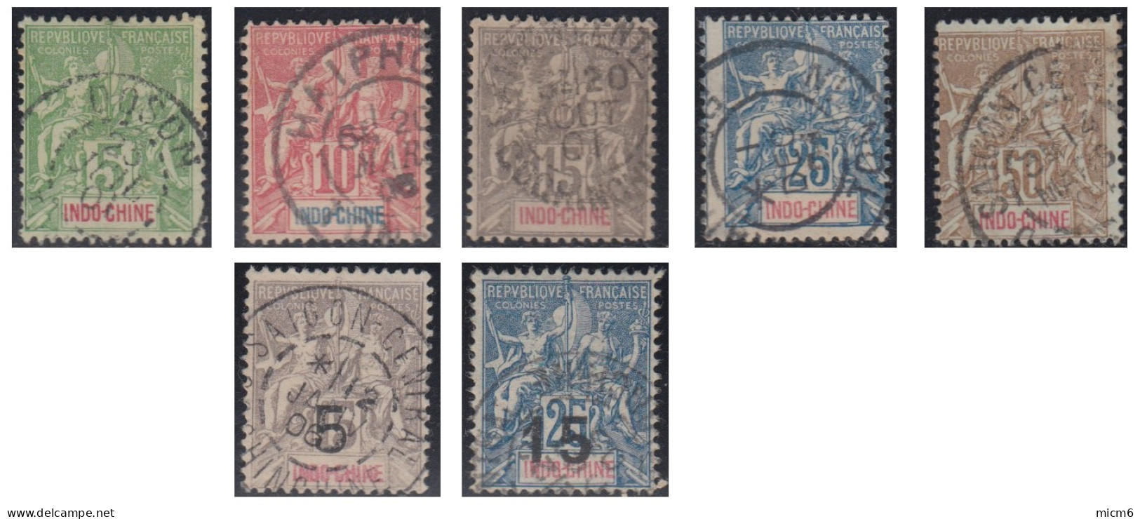 Indochine 1889-1908 - N° 03 à 16 & 17 à 23 (YT) N° 3 à 16 & 17 à 23 (AM) Oblitérés. - Used Stamps