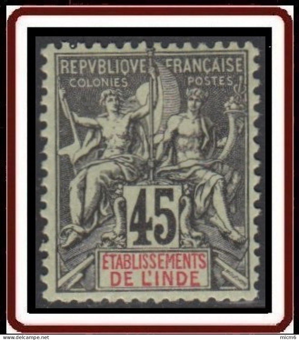 Inde Française - N° 18 (YT) N° 24 (AM) Neuf *. - Unused Stamps