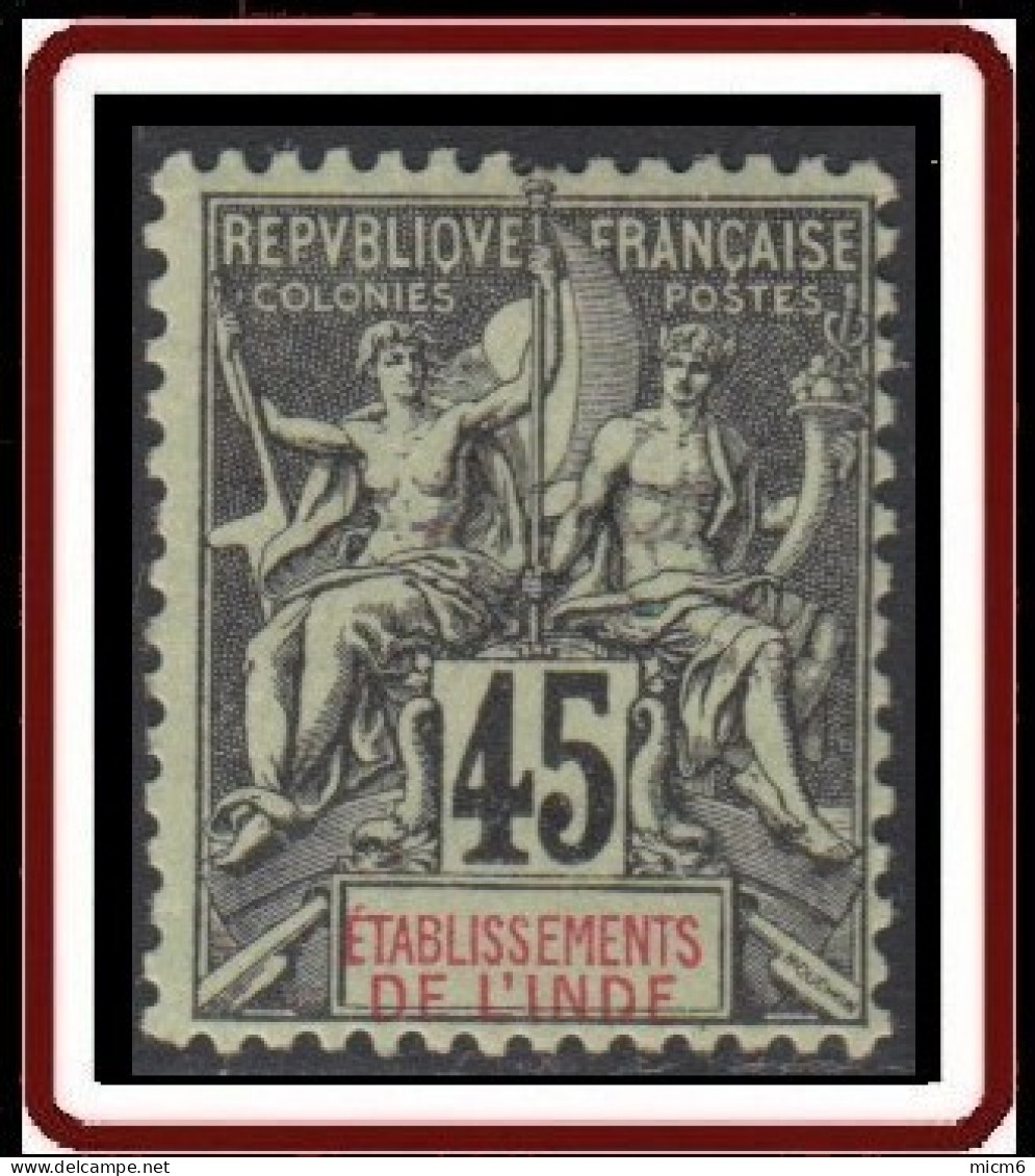 Inde Française - N° 18 (YT) N° 24 (AM) Neuf *. - Unused Stamps