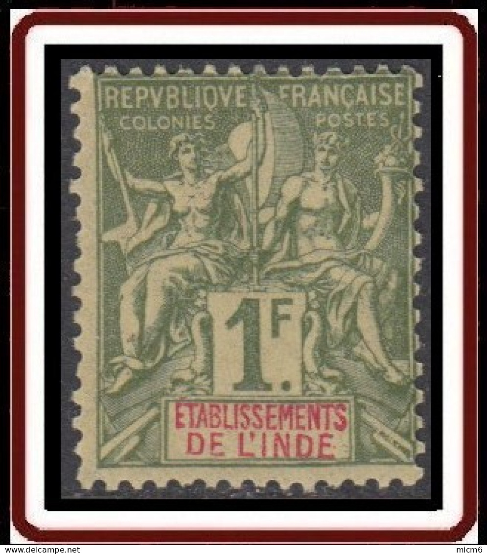 Inde Française - N° 13 (YT) N° 13 (AM) Neuf *. - Unused Stamps