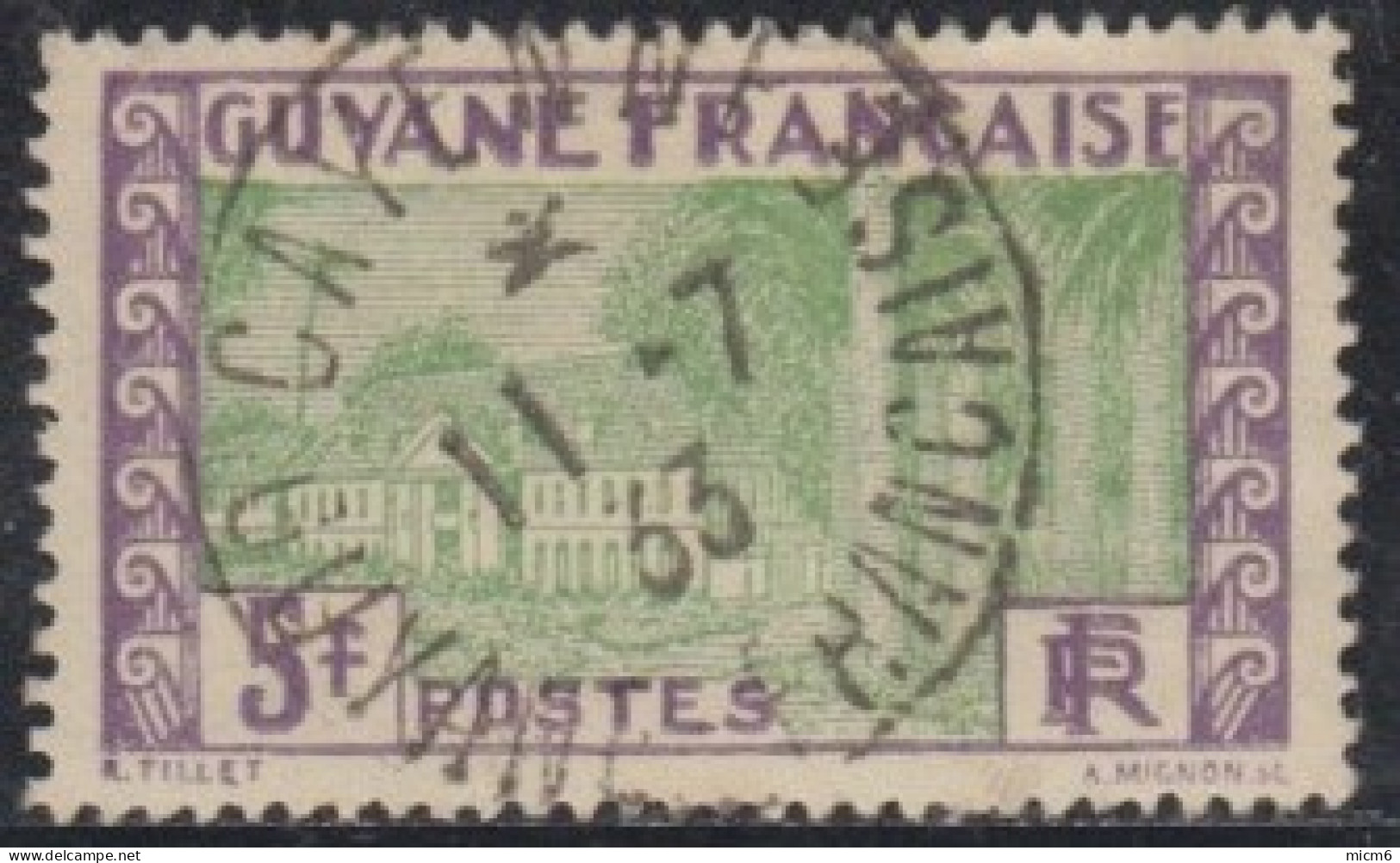 Guyane Française 1922-1947 - Cayenne Sur N° 130 (YT) N° 130 (AM). Oblitération De 1933. - Oblitérés