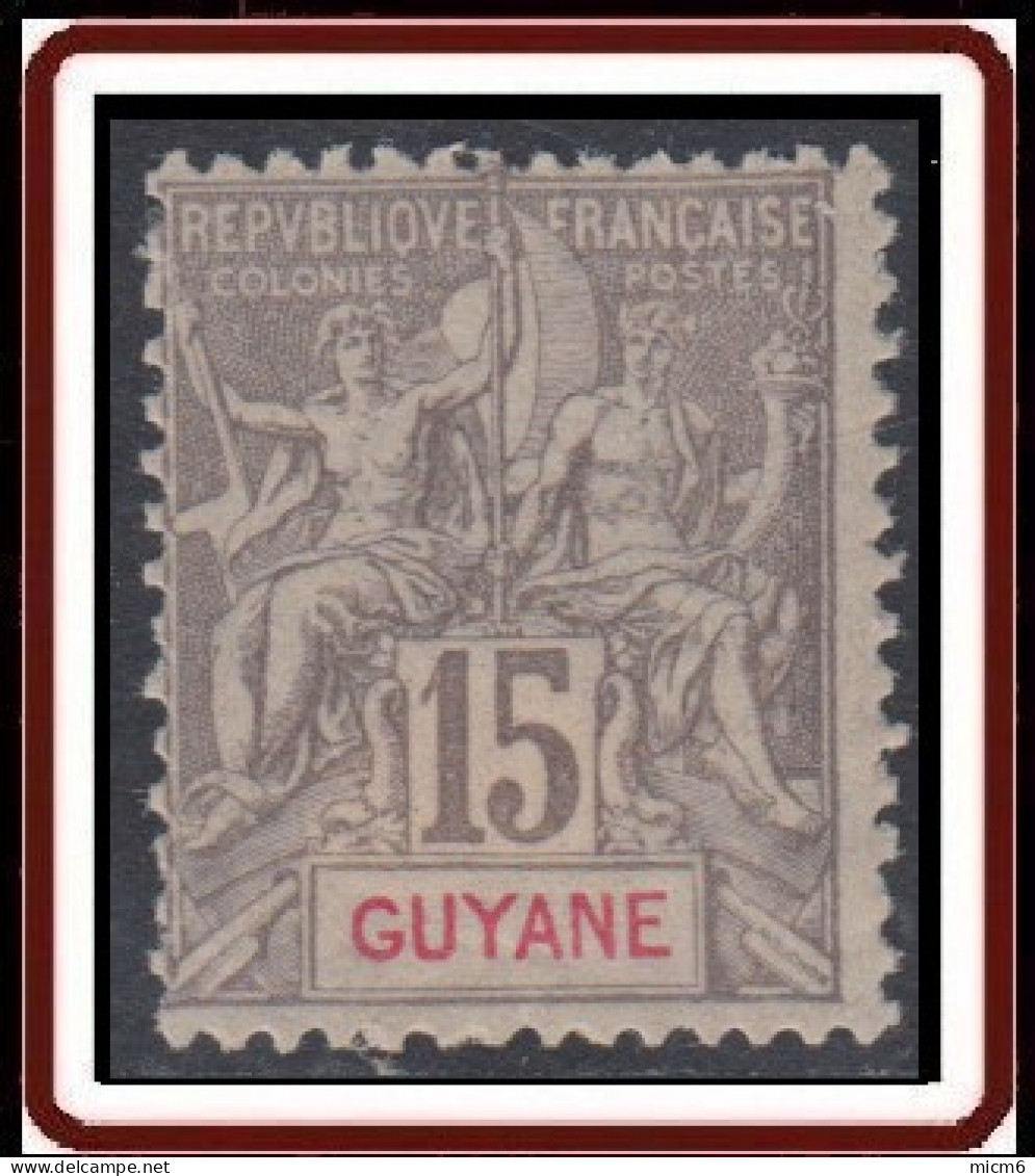 Guyane Française 1886-1915 - N° 45 (YT) N° 45 (AM) Neuf *. Adhéence De Papier. - Unused Stamps