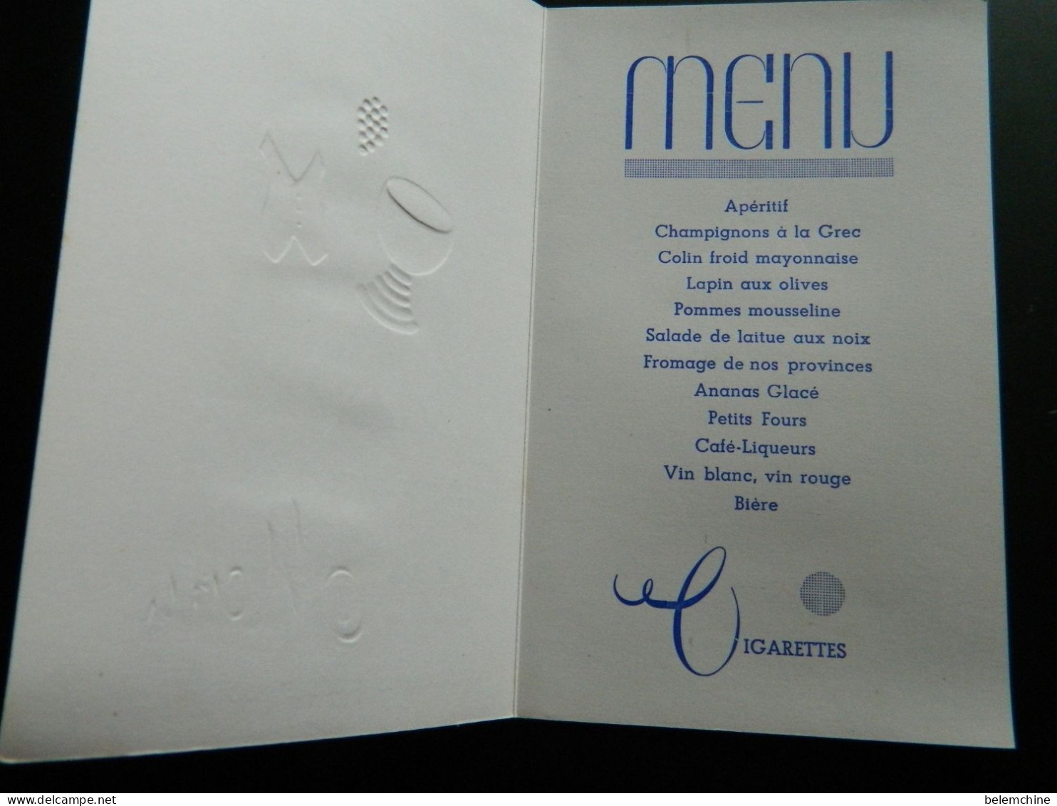 MENU      VILLE DE GENNEVILLIERS BANQUET OFFERT AUX VIEUX TRAVAILLEURS      DIMANCHE 18 OCTOBRE 1970 - Menus