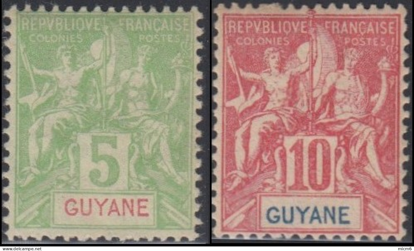Guyane Française 1886-1915 - N° 43 & 44 (YT) N° 43 & 44 (AM) Neufs *. - Ongebruikt