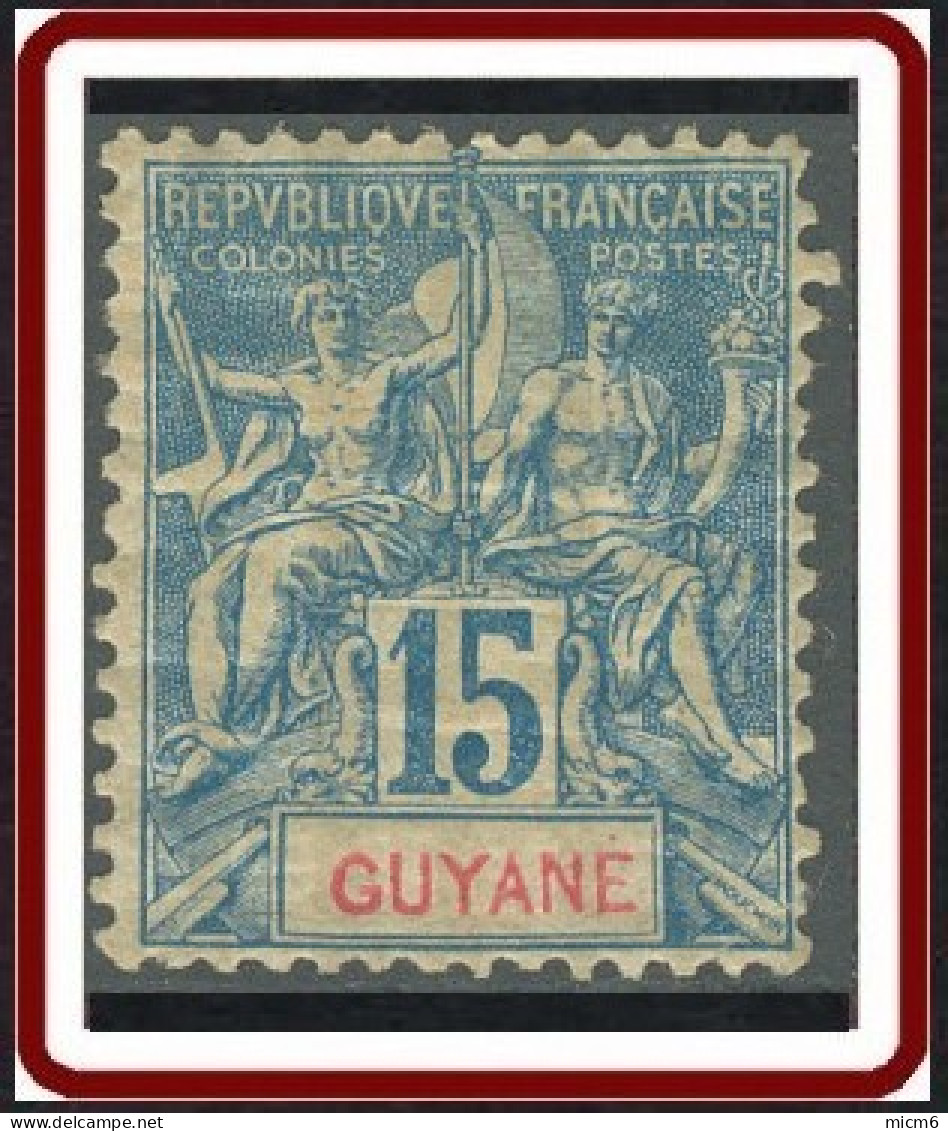 Guyane Française 1886-1915 - N° 35 (YT) N° 34 (AM) Neuf *. - Gebruikt