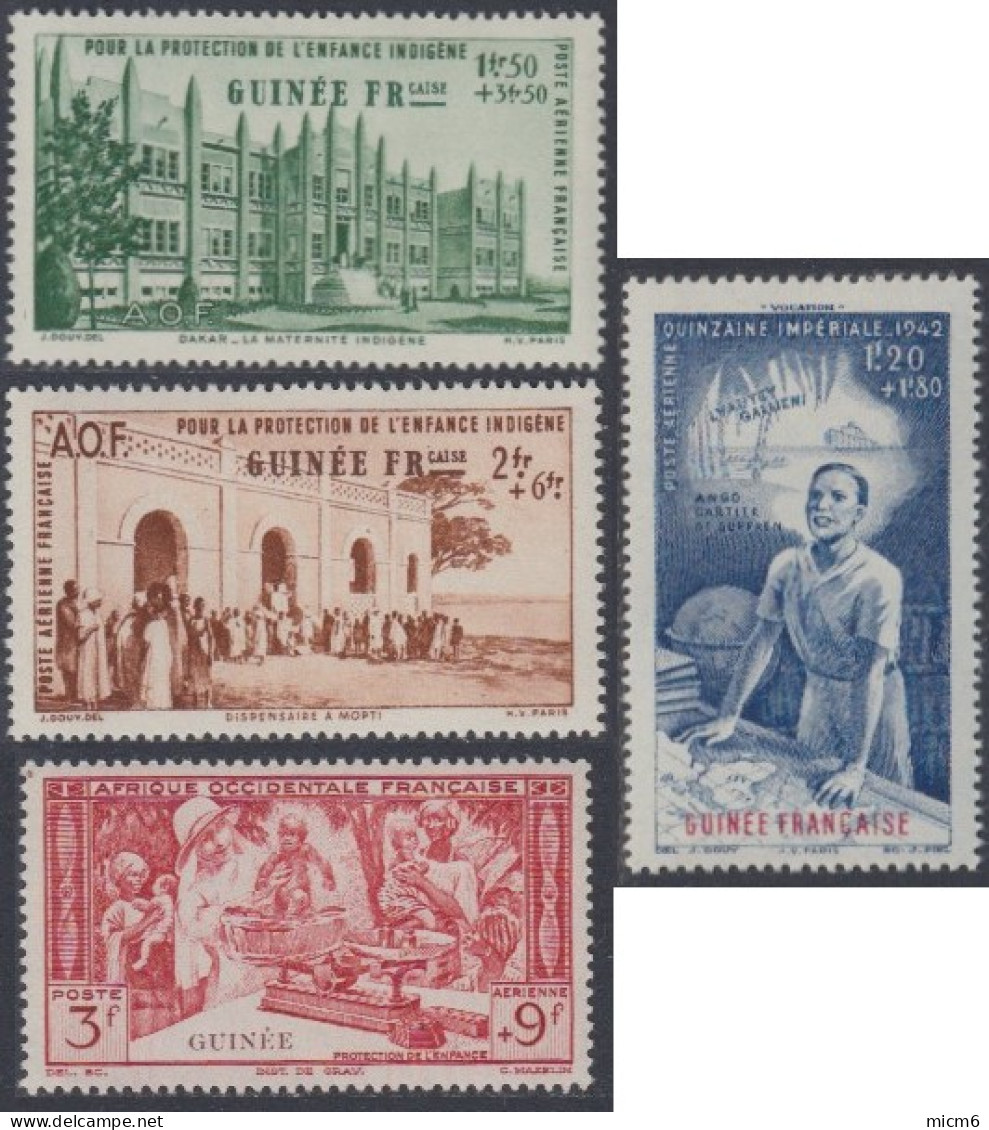 Guinée Française 1912-1944 - Poste Aérienne N° 6 à 9 (YT) N° 6 à 9 (AM) Neufs **. - Nuevos