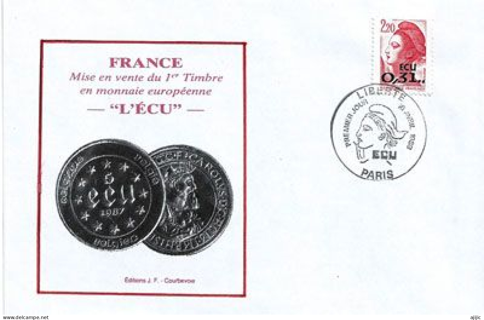 Marianne "Liberté"   Surchargé ECU Nouvelle Monnaie Europeenne. FDC 1988 - 1980-1989