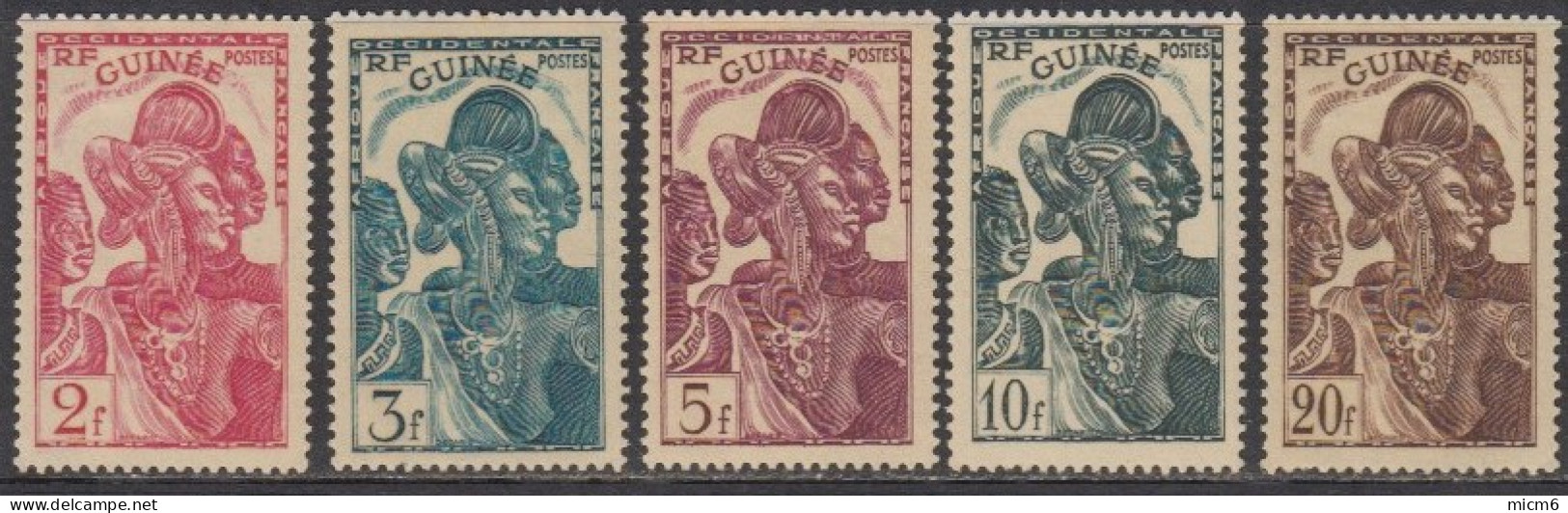 Guinée Française 1912-1944 - N° 142 à 146 (YT) N° 144 à 148 (AM) Neufs **. - Unused Stamps