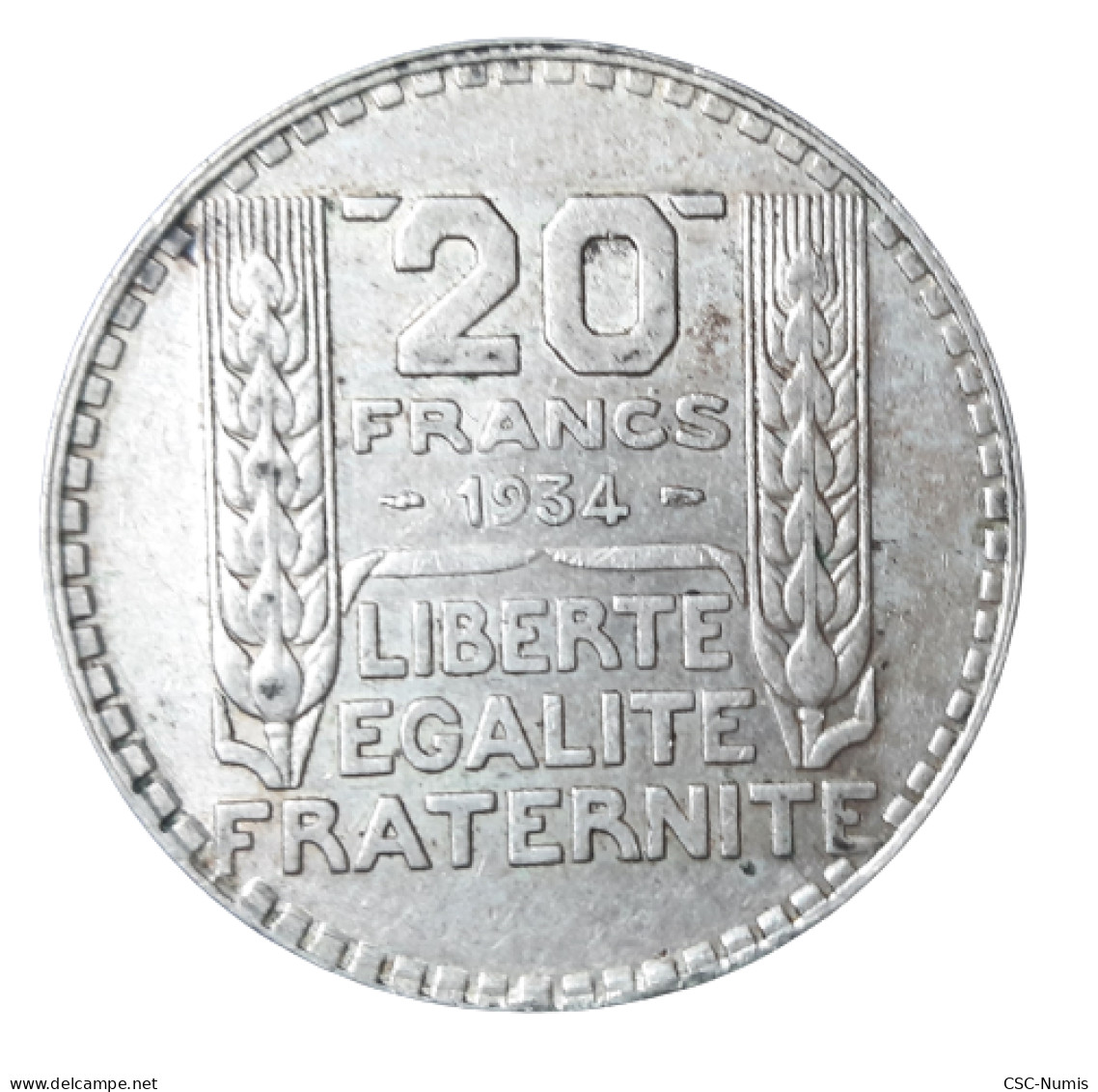 (CG#002) - 20 Francs Turin 1934 - Argent - 20 Francs