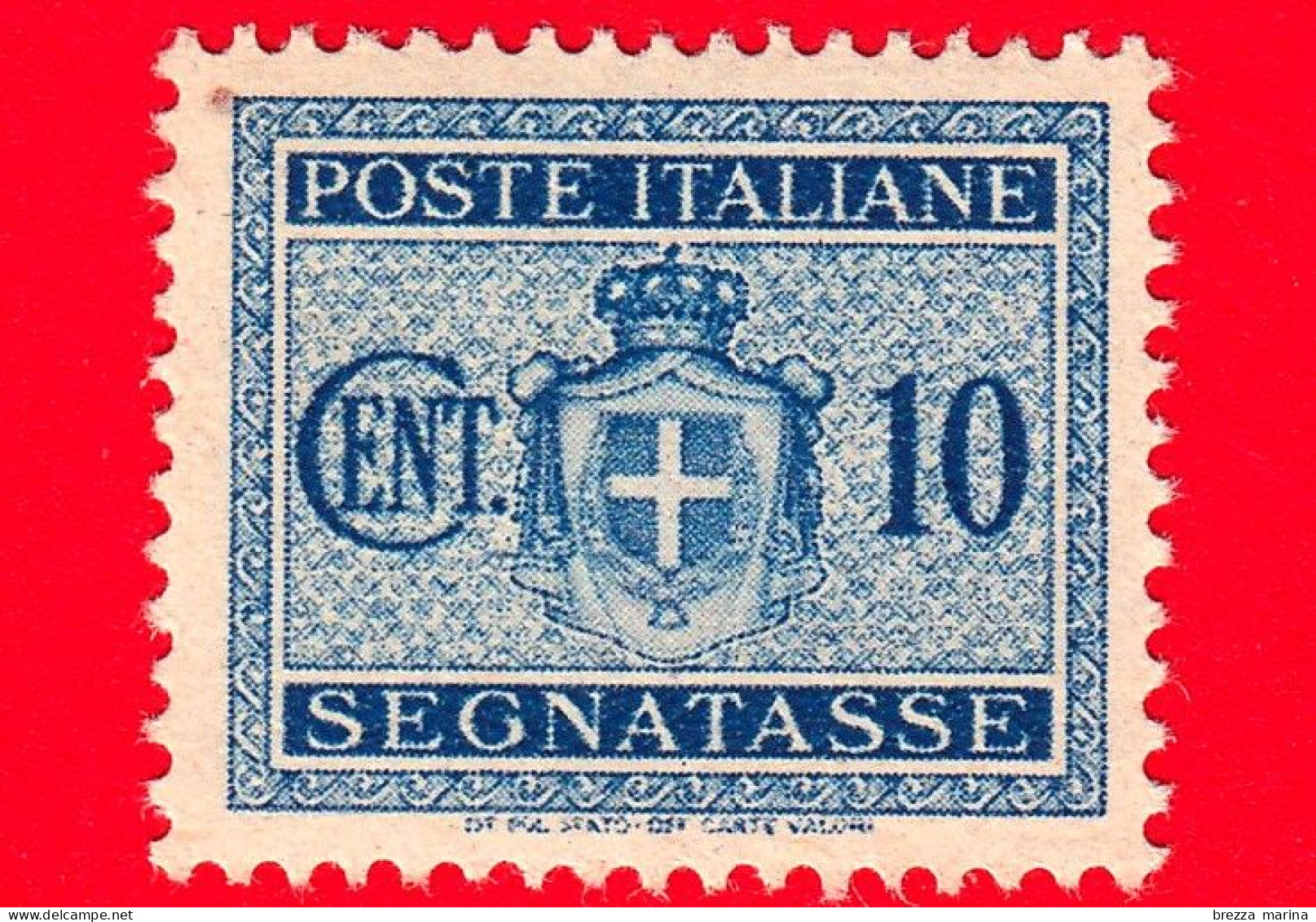 Nuovo - MNH -  ITALIA - 1945 - Segnatasse - Stemma Senza Fasci, Filigrana Ruota - 10 C. - Segnatasse