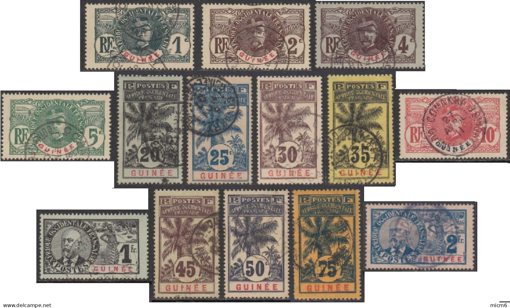 Guinée Française 1892-1907 - N° 33 à 46 (YT) N° 33 à 46 (AM) Oblitérés. - Used Stamps