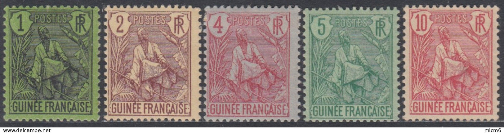 Guinée Française 1892-1907 - N° 18 à 22 (YT) N° 18 22 (AM) Neufs *. - Neufs