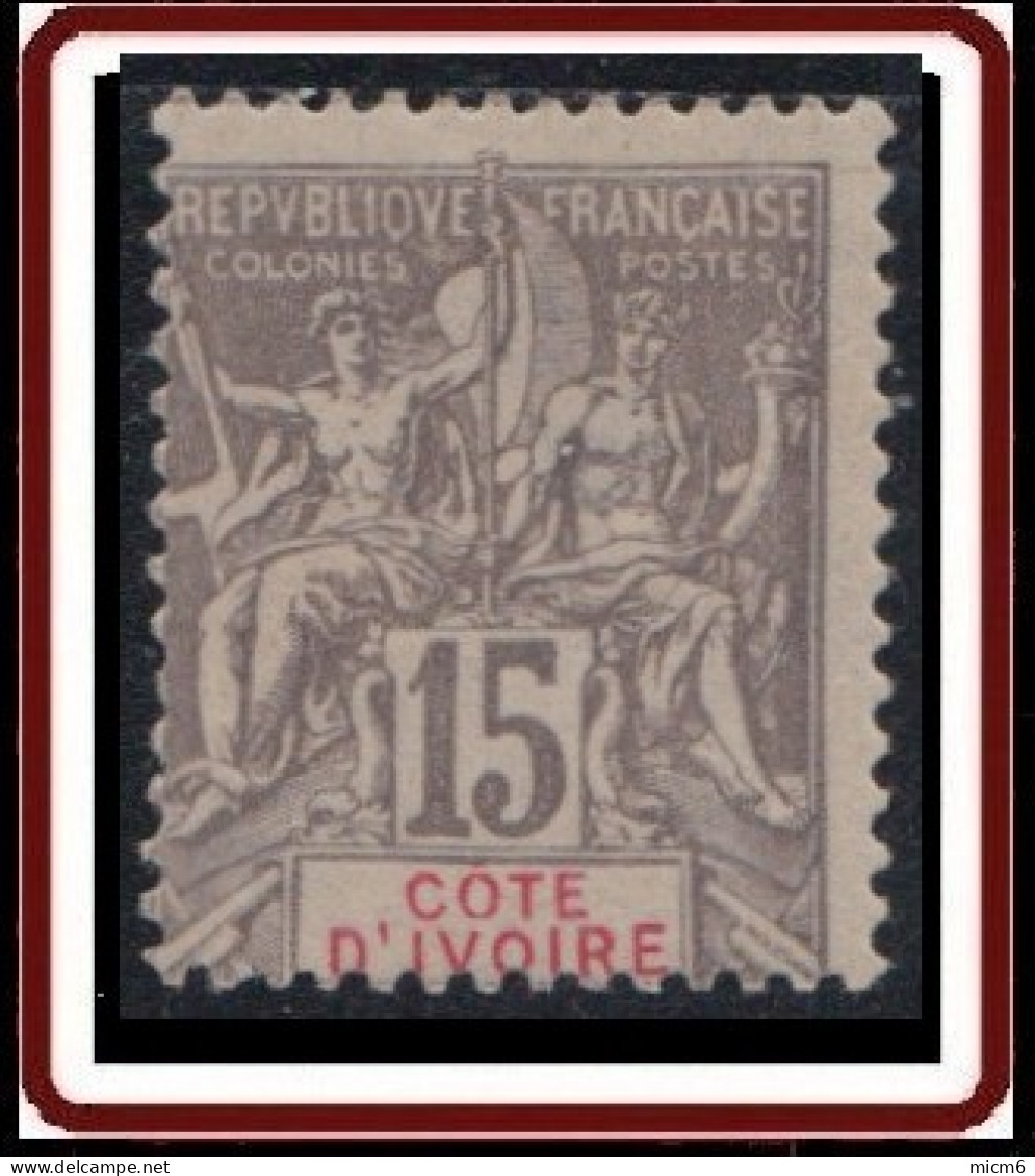 Guinée Française 1892-1907 - N° 15 (YT) N° 15 (AM) Neuf *. Petit Aminci. - Neufs