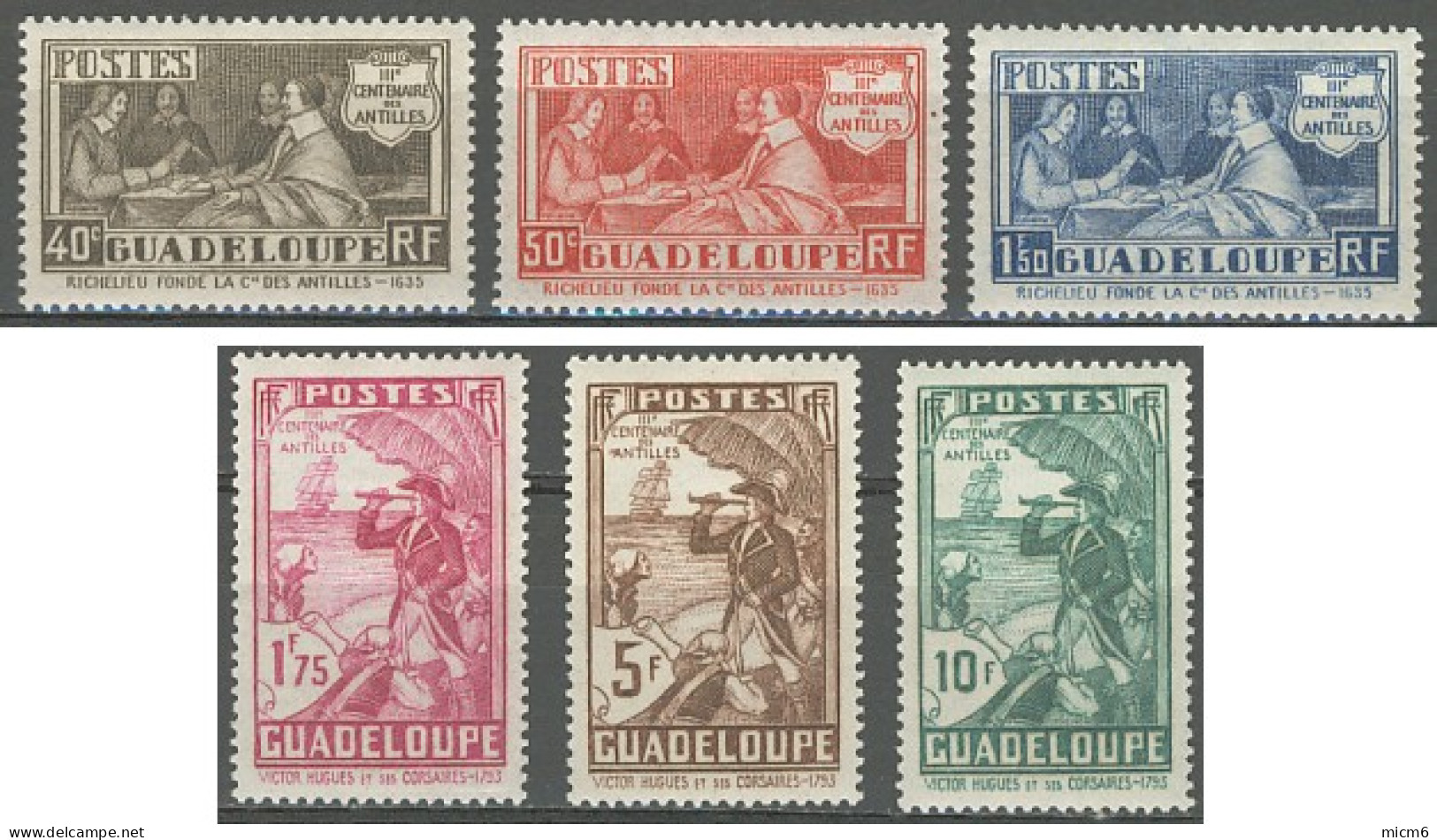 Guadeloupe 1905-1947 - N° 127 à 132 (YT) N° 129 à 134 (AM) Neufs *. - Unused Stamps