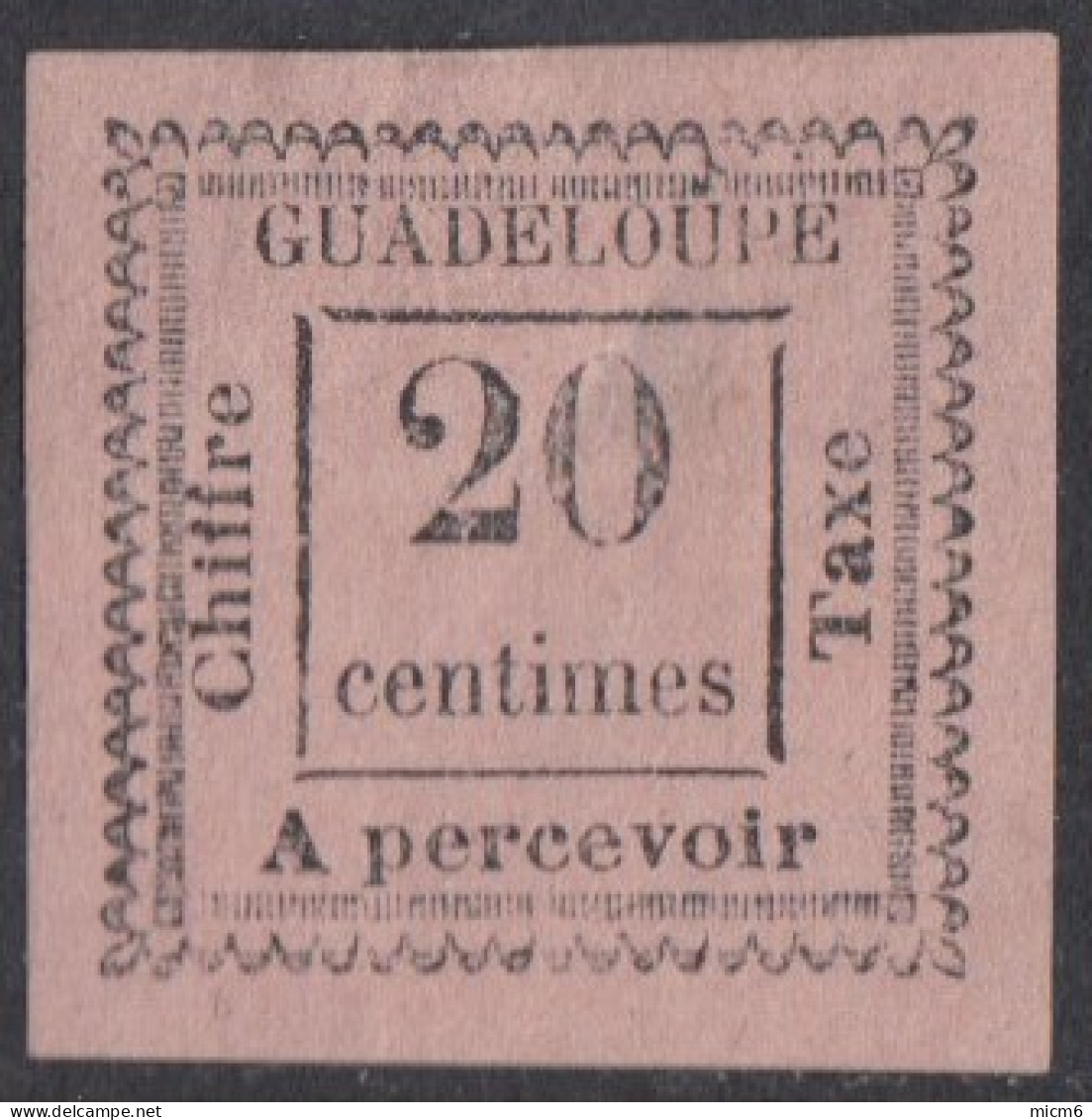 Guadeloupe 1876-1903 - Timbre-taxe N° 9 (YT) N° 9 Type I (AM) Neuf *. Aminci. - Segnatasse