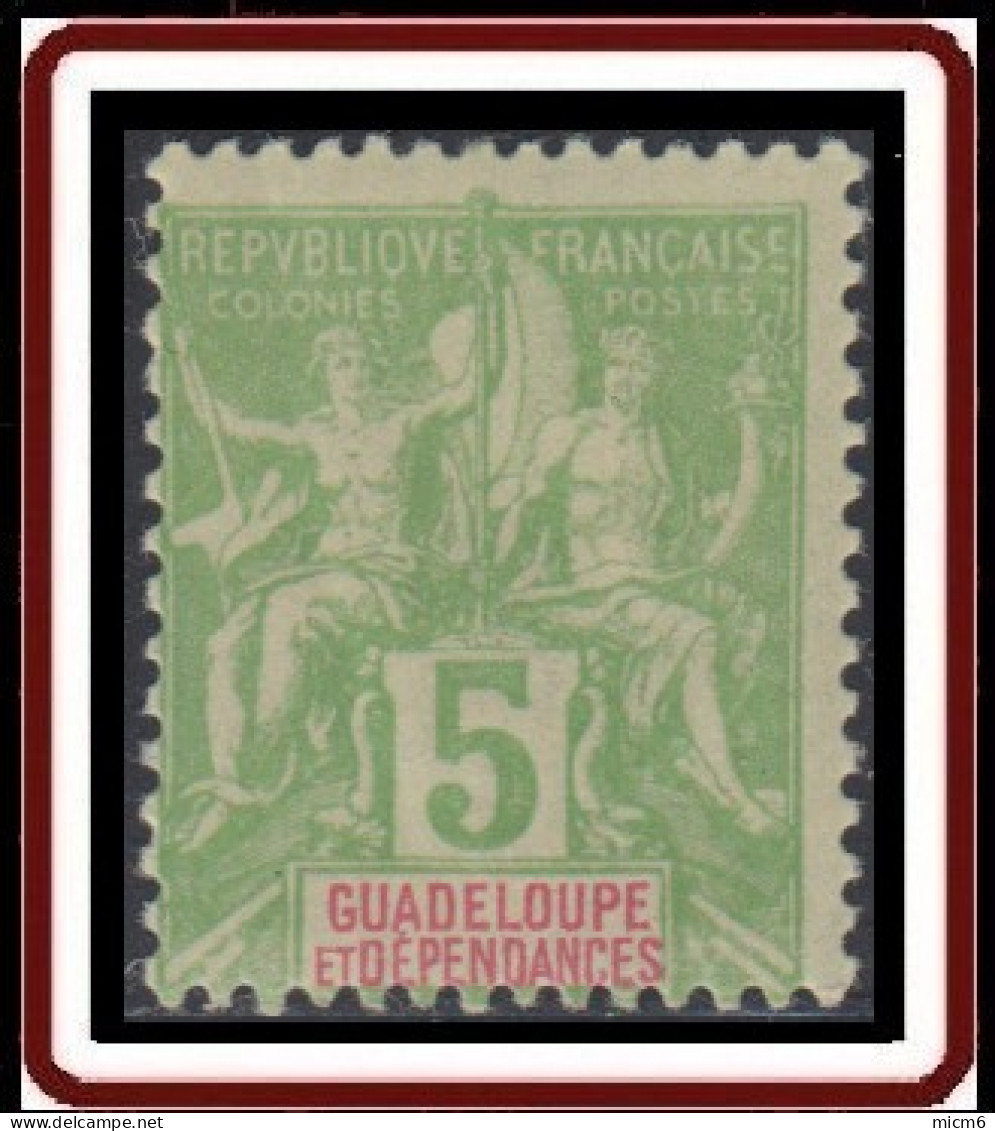 Guadeloupe 1876-1903 - N° 40 (YT) N° 40 (AM) Neuf *. - Unused Stamps